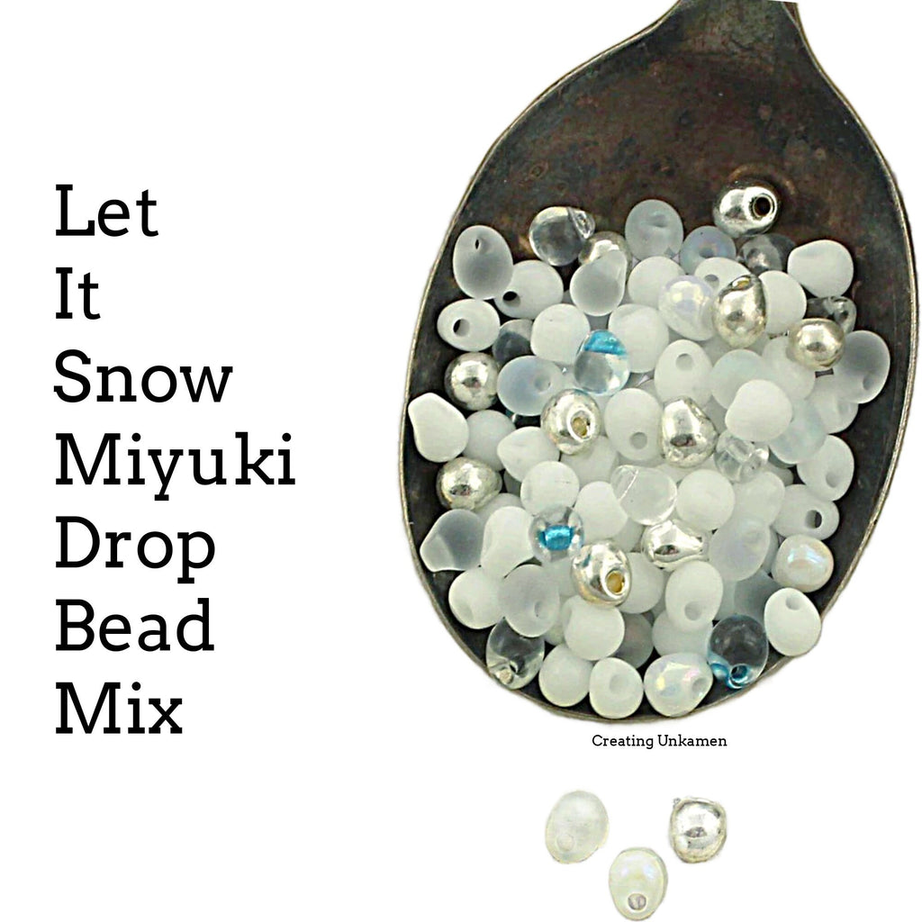 Let it Snow Drop Bead Mix -Clears, Whites, Silvers, and a Touch of Blue - Gorgeous and Dreamy