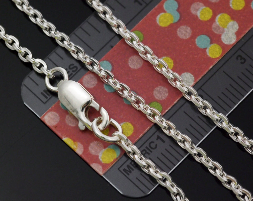 Sterling Silver Chain - 2.2mm Square Wire Cable Chain - You Pick Length - Finished or Unfinished with Clasp Options