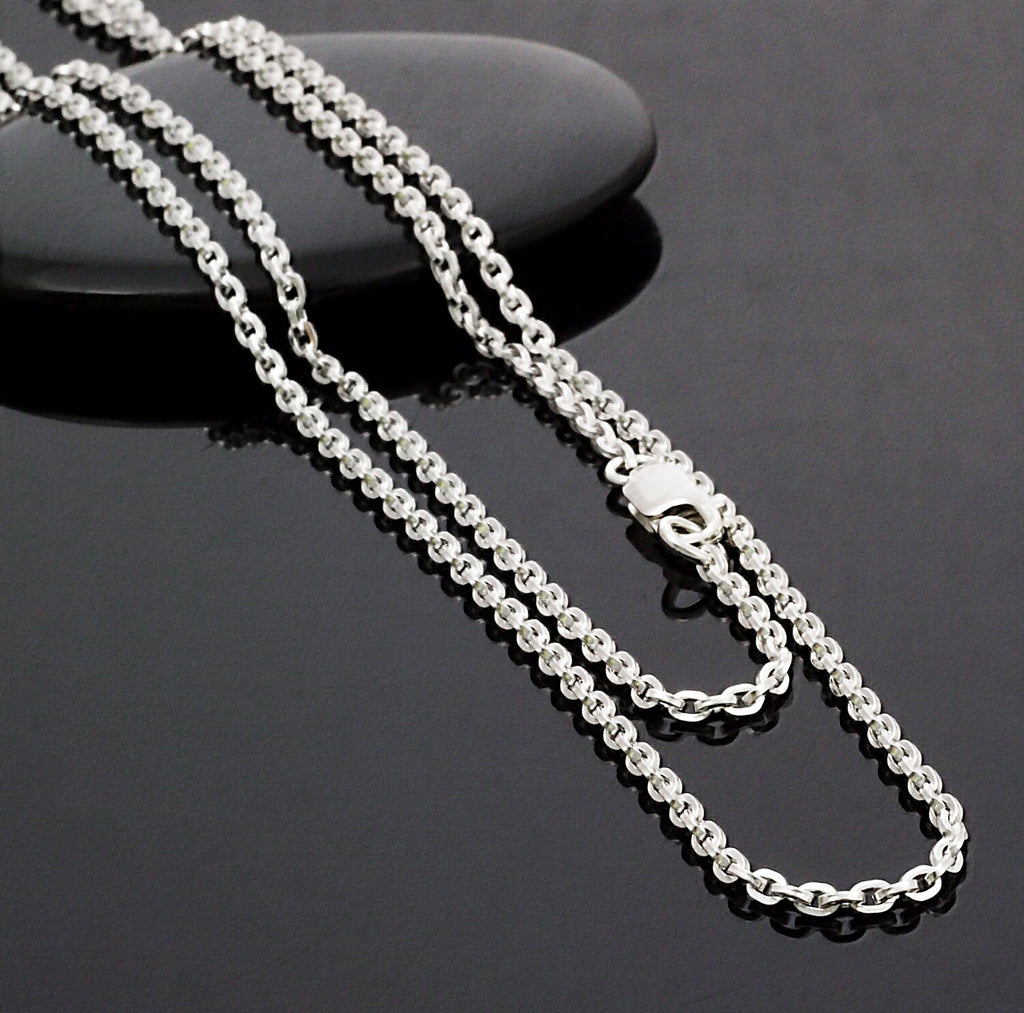 Sterling Silver Chain - 2.2mm Square Wire Cable Chain - You Pick Length - Finished or Unfinished with Clasp Options