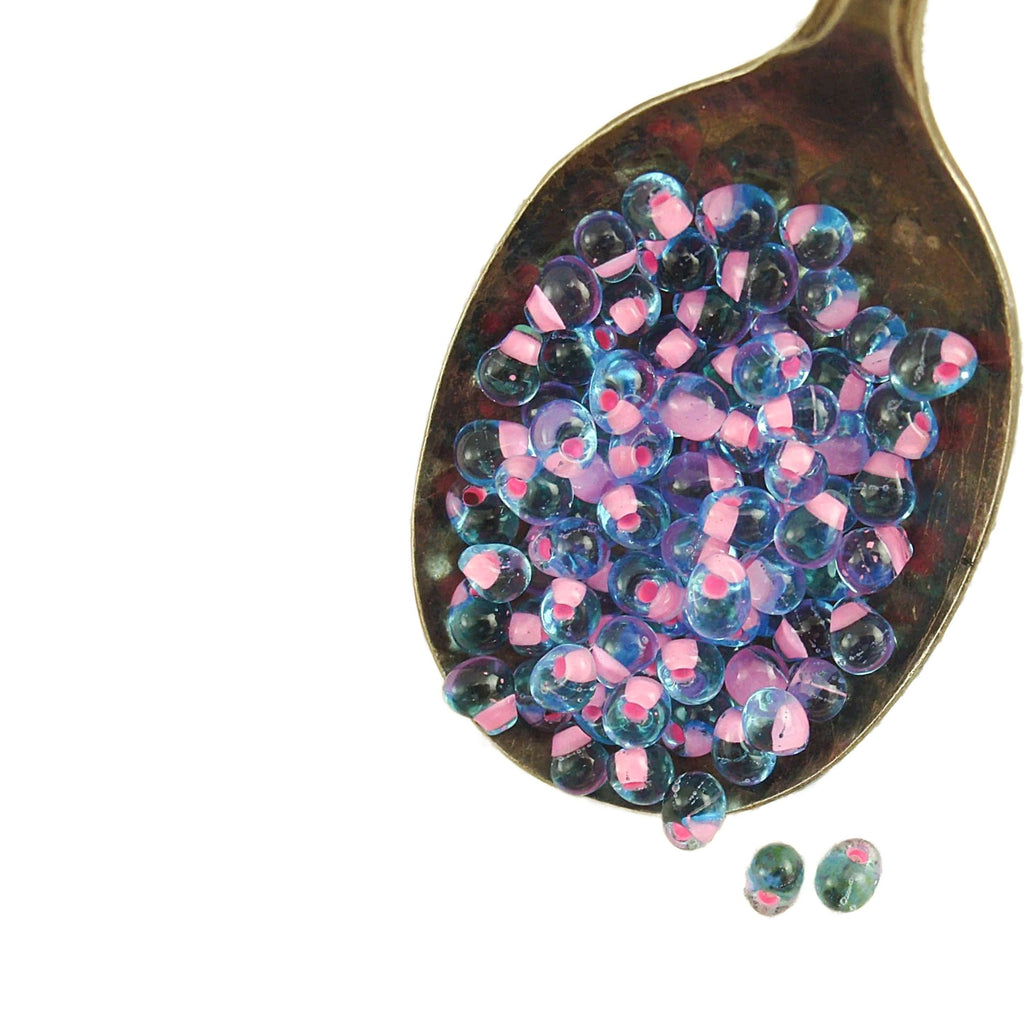 Hot Pink Lined Aqua Miyuki Drop Beads