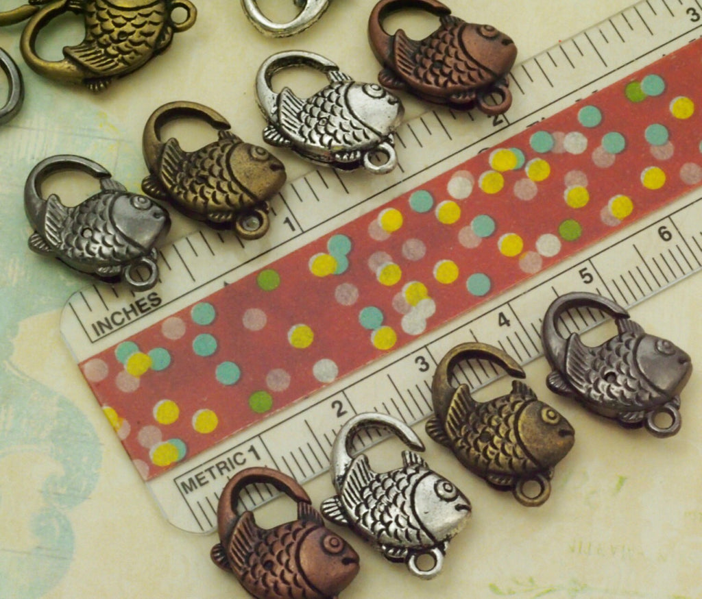 4 Fish Lobster Clasps - 20mm X 13mm - Antique Silver, Antique Gold, Antique Copper, or Gunmetal Lobster Claws - 100% Guarantee