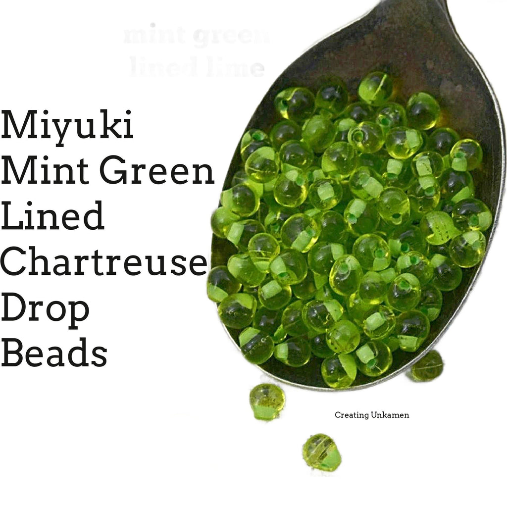 Miyuki DPF-21 Mint Green Lined Chartreuse Drop Beads