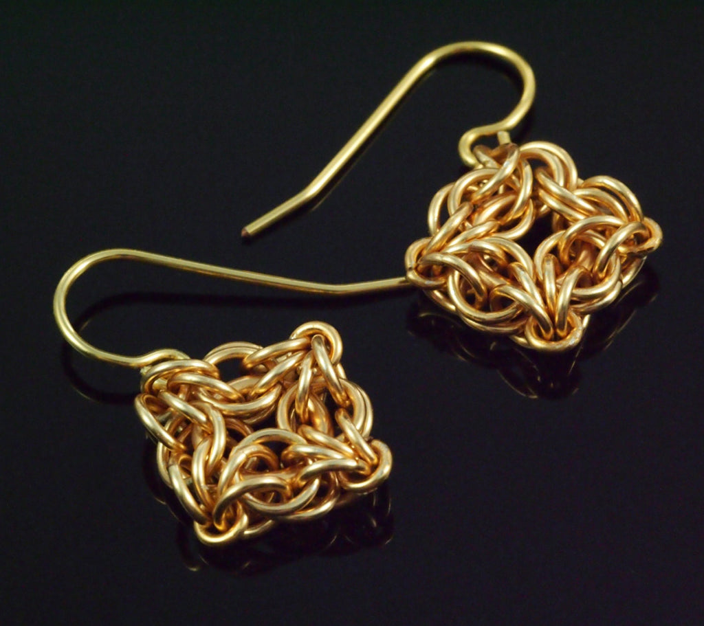 Kit Intermediate Chainmaille Earrings Celtic Labyrinth in Sterling Silver or 14kt Gold Filled