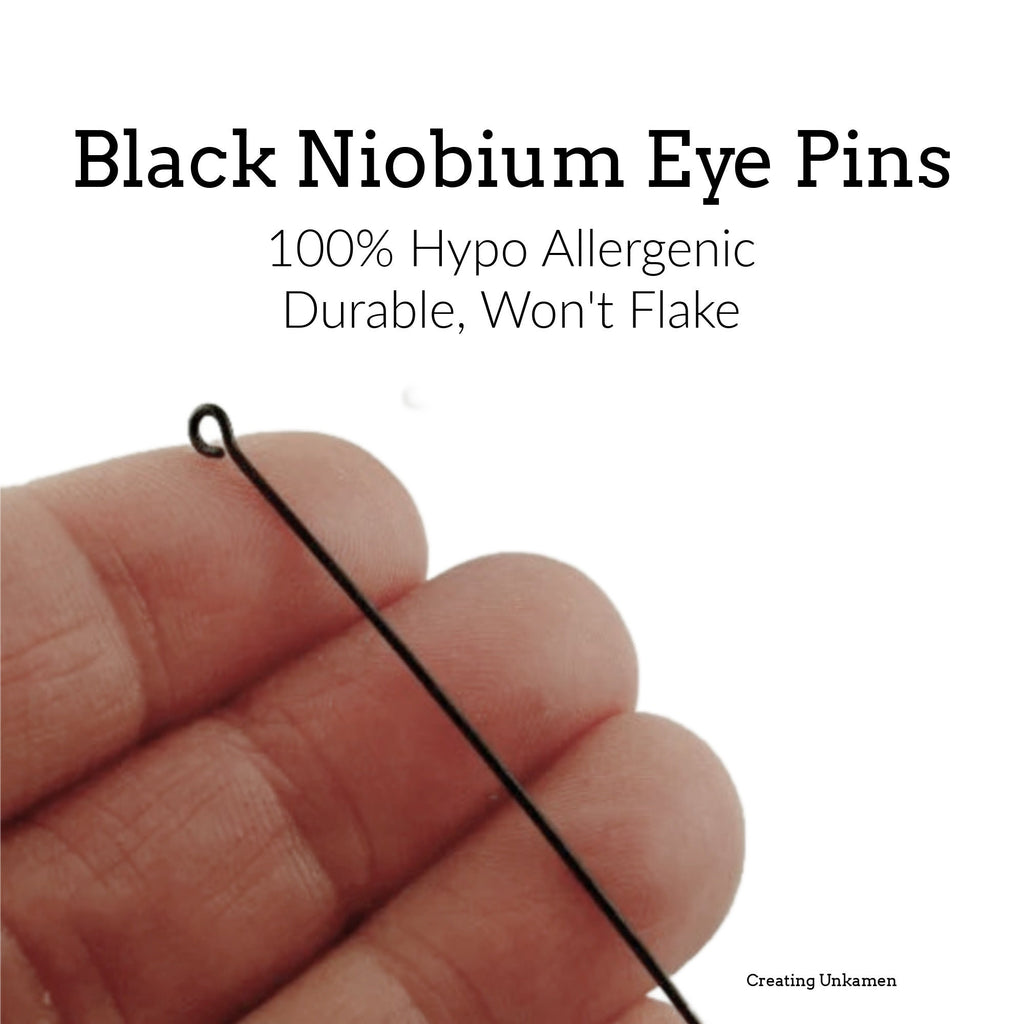 Eye Pins 10 Nickel Free Stainless Steel or Niobium 100% Hypoallergenic Handmade in 18, 20, 22, 24, 26 gauge and 1, 2, 3, 4 inches