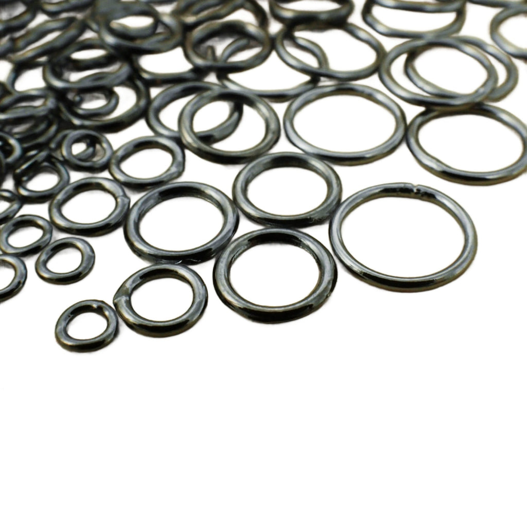 Jump Rings 100 Soldered Closed Gunmetal 20 gauge 4mm, 6mm, 8mm, 10mm or 18 gauge 6mm, 8mm, 10mm OD - Best Commercially Made