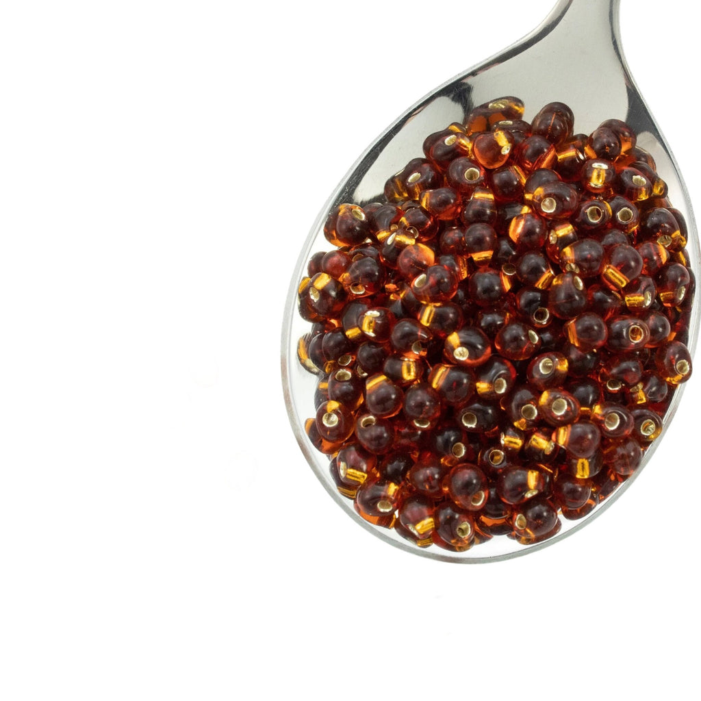 Silver Lined Dark Topaz Drop Glass Beads - 3.4mm Miyuki - 100% Guarantee