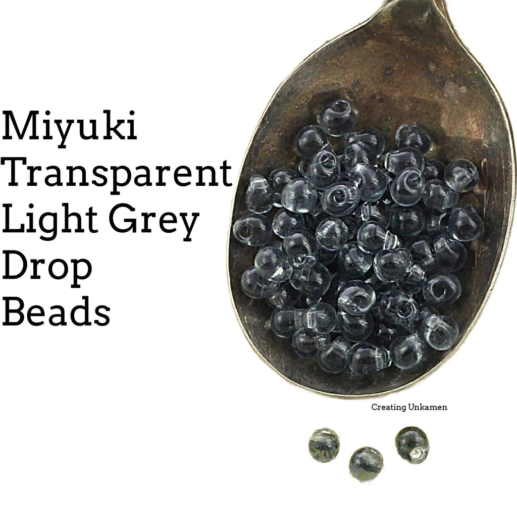 Miyuki Transparent Light Grey Miyuki Drop Glass Beads