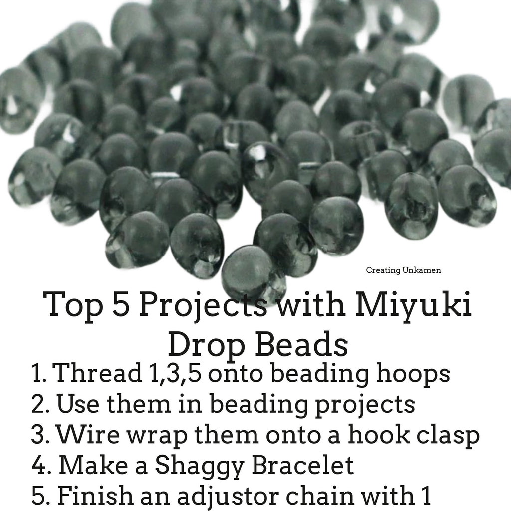 Miyuki Transparent Light Grey Miyuki Drop Glass Beads