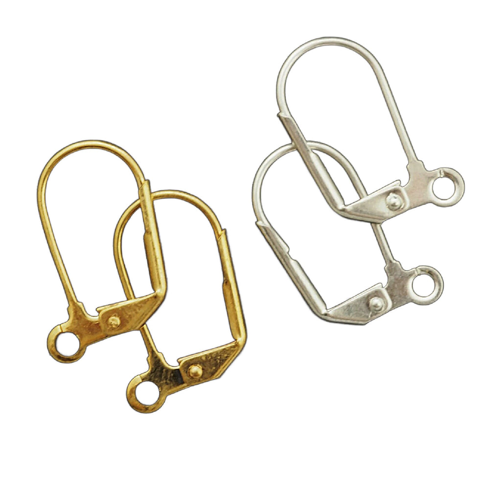 4 Pairs Large Gold or Silver Plated Leverback Ear Wires with Plain Front - 19mm X 10mm