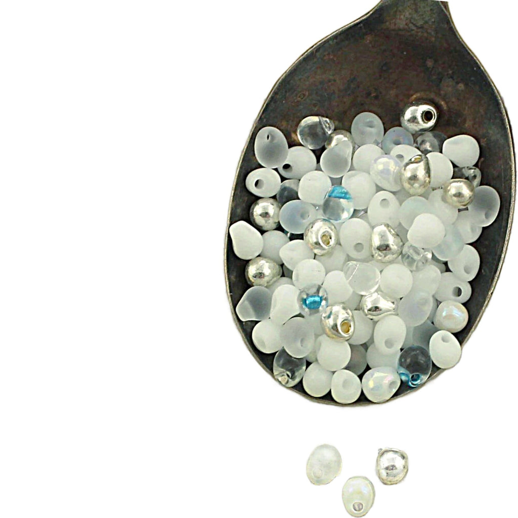 Let it Snow Drop Bead Mix -Clears, Whites, Silvers, and a Touch of Blue - Gorgeous and Dreamy