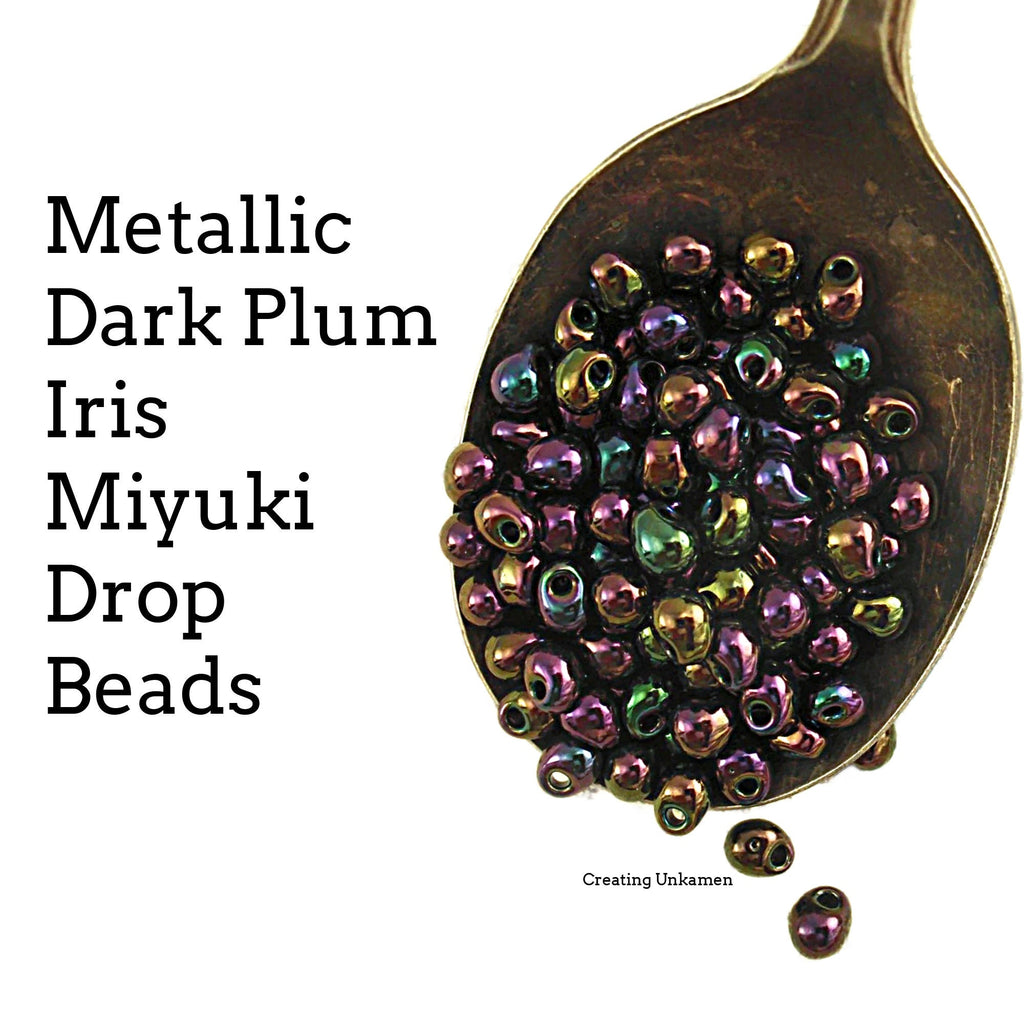 Metallic Dark Plum Iris Drop Glass Beads - Perfect for Your Autumn Creations