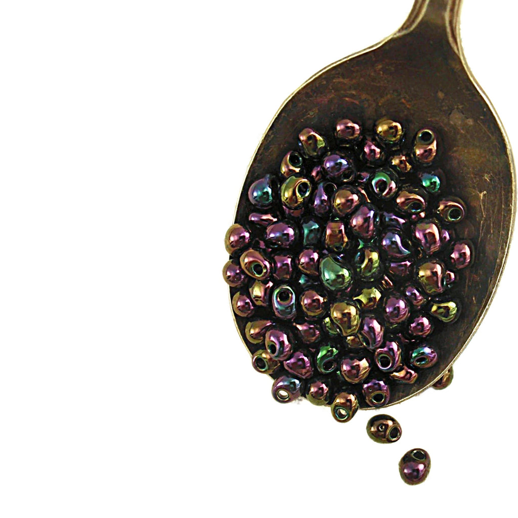 Metallic Dark Plum Iris Drop Glass Beads - Perfect for Your Autumn Creations