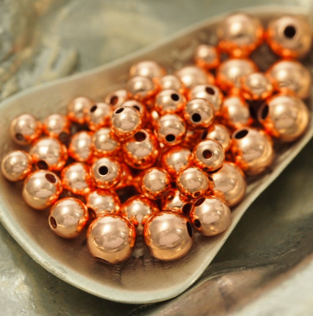 Copper Smooth Round Beads - Non Tarnishing - 3mm, 4mm, 5mm, 8mm, 10mm, 12mm