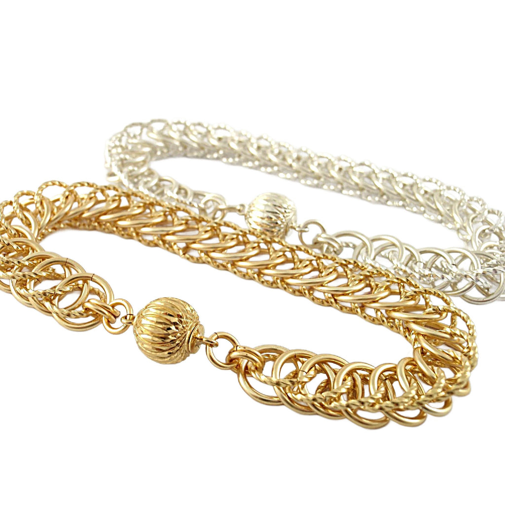 Chainmail Bracelet Kit - Half Persian 4-in-1 - Silver or Gold With Ornament Magnetic Clasp