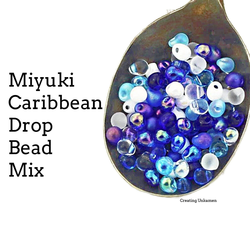 Miyuki Caribbean Drop Bead Mix - Blues, Whites, and Clears - 100% Guarantee