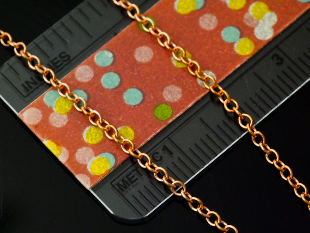Solid Copper 1.7mm Links - Oval Cable Chain - By The Foot, Finished with Lobster Clasp or Finished with Magnetic Clasp and Safety Catch