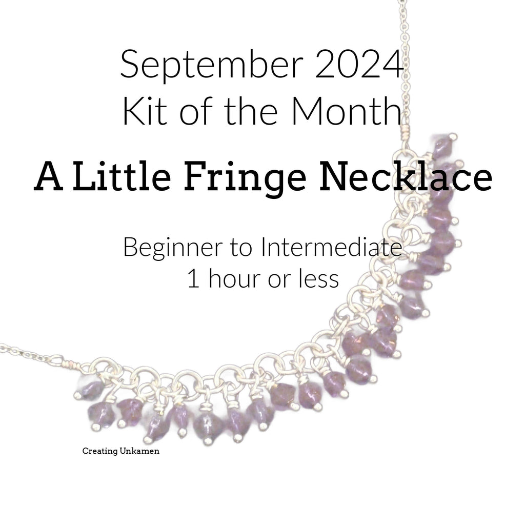 Jewelry Kit of the Month - A Little Fringe Necklace with Czech Luster English Cut Round Beads - September 2024