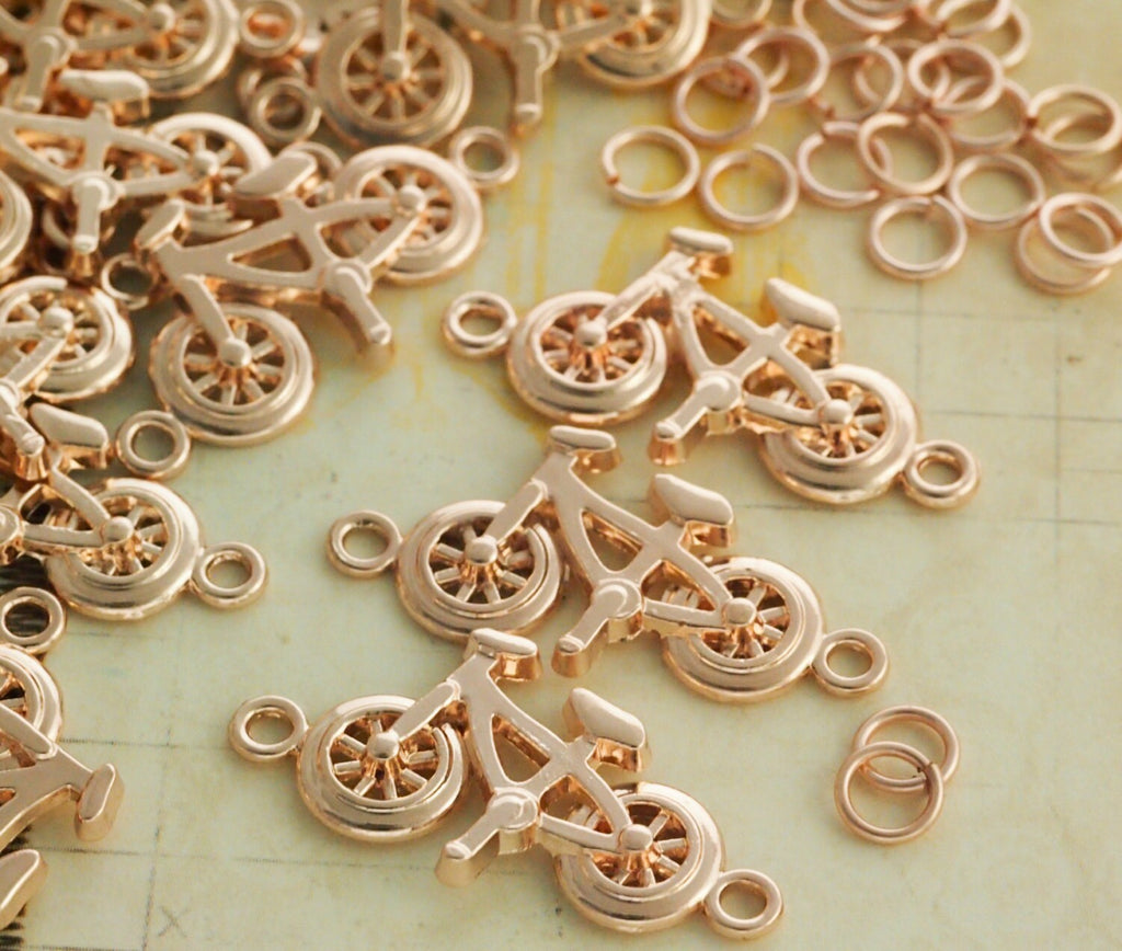 Clearance Sale 6 Bicycle Links - 31mm X 15mm - Rose Gold Plated - 100% Guarantee
