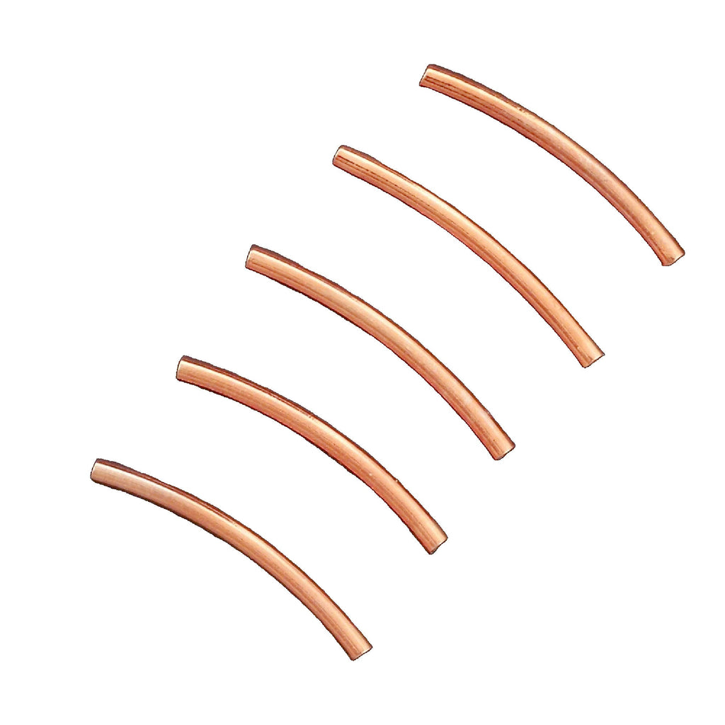 10 Curved Copper Tube Beads - 24mm X 2mm