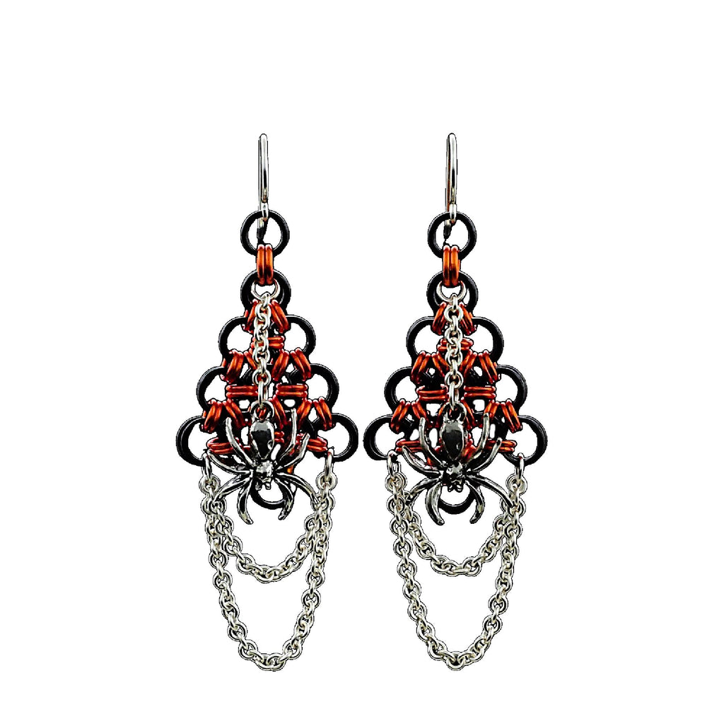 Halloween Spider Earrings Kit - Beginner Chainmaille and Jewelry Maker Dangles
