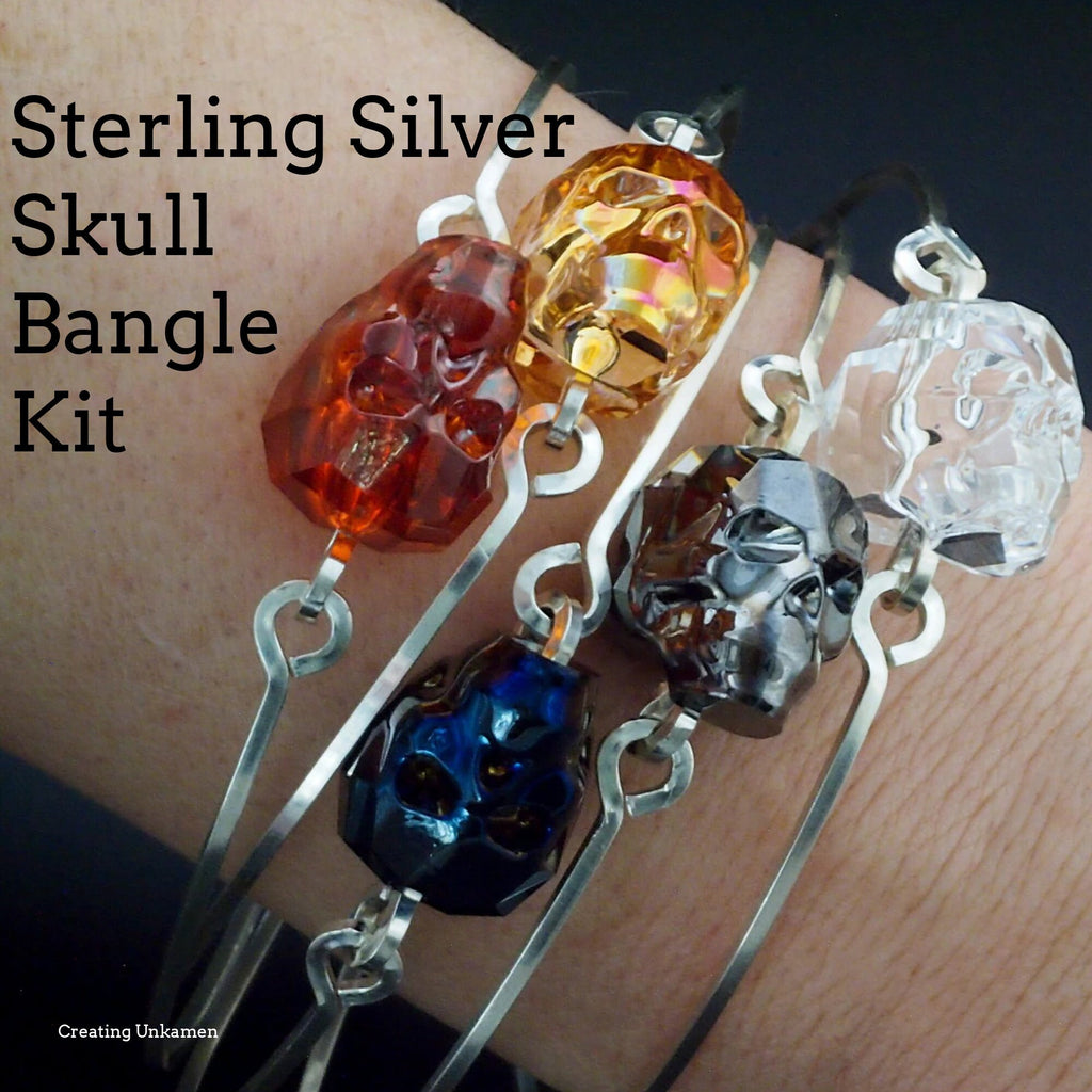 Sterling Silver Skull Bangle Kit with Statement Crystal