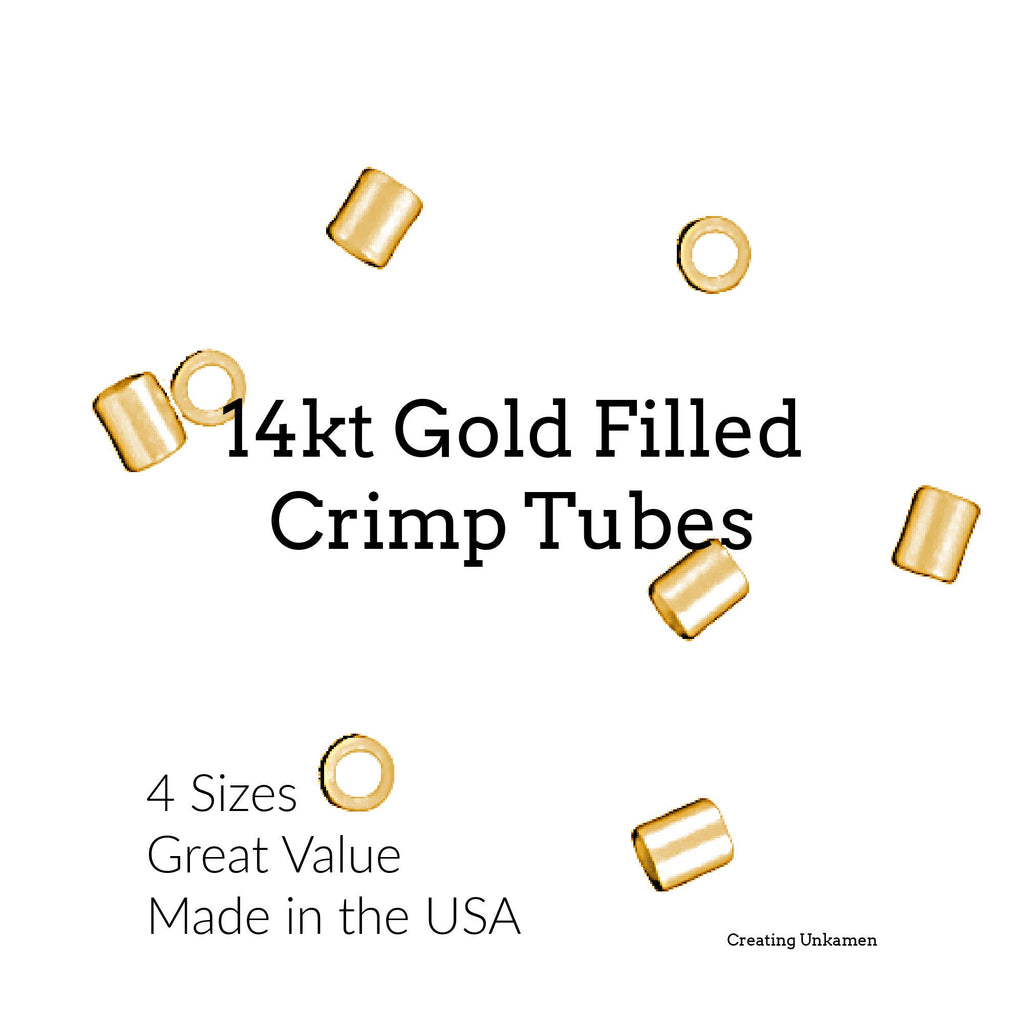 25 Crimp Tubes - 14kt Gold Filled in 4 Sizes 100% Guarantee