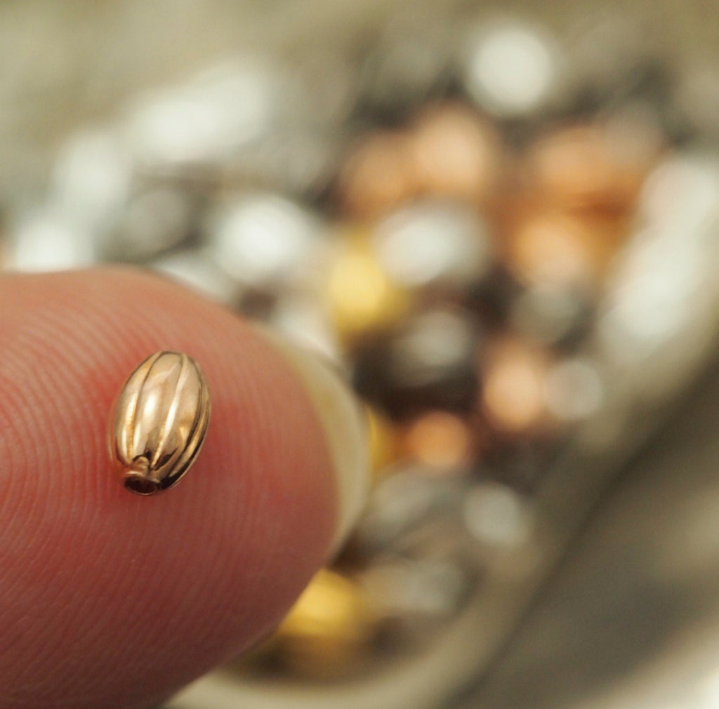 50 Corrugated Oval Beads - 5mm X 3mm in Silver Plate, Gold Plate, Copper Plate and Gunmetal - 100% Guarantee