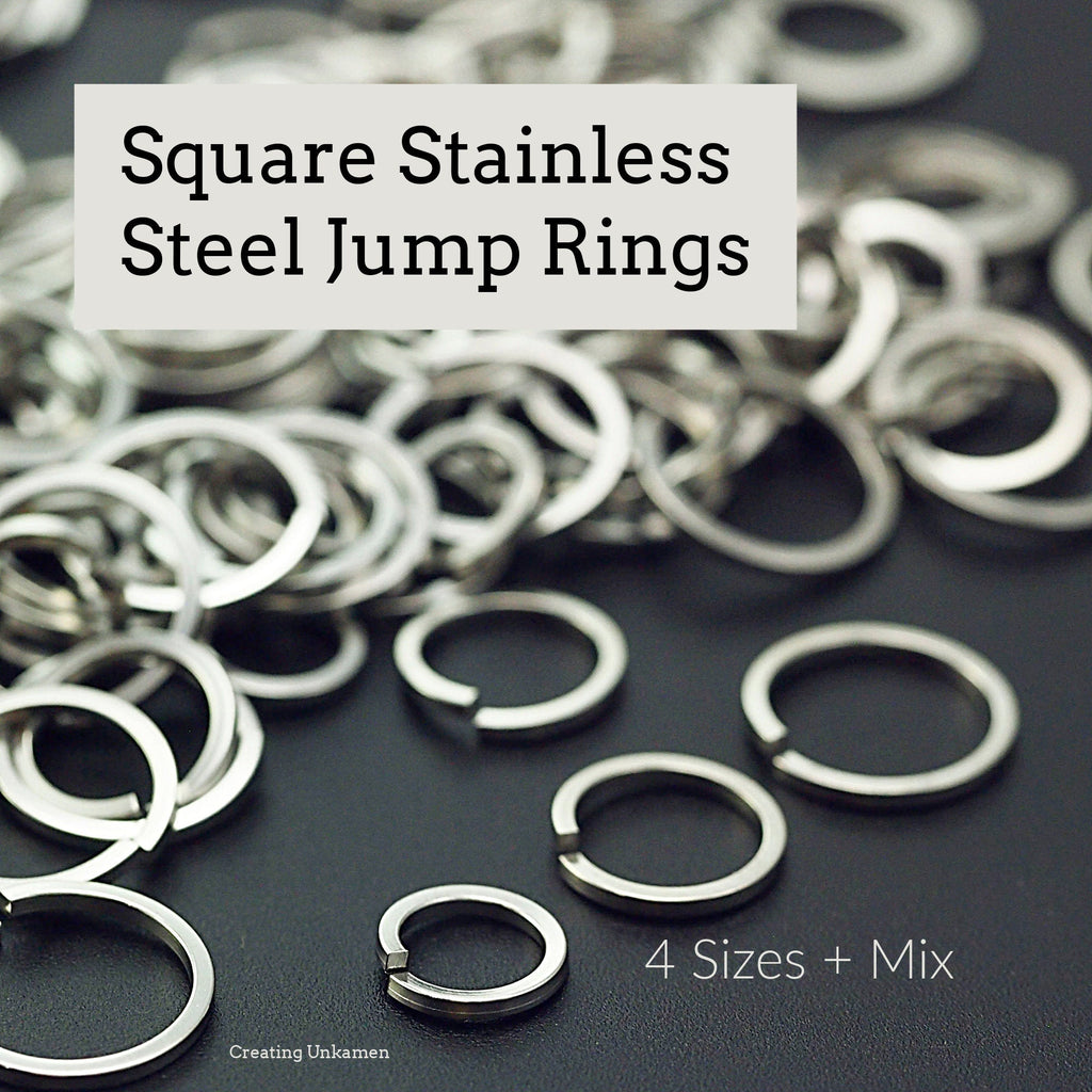 50 Square Stainless Steel Jump Rings - 4 Sizes - Best Commercially Made - 100% Guarantee