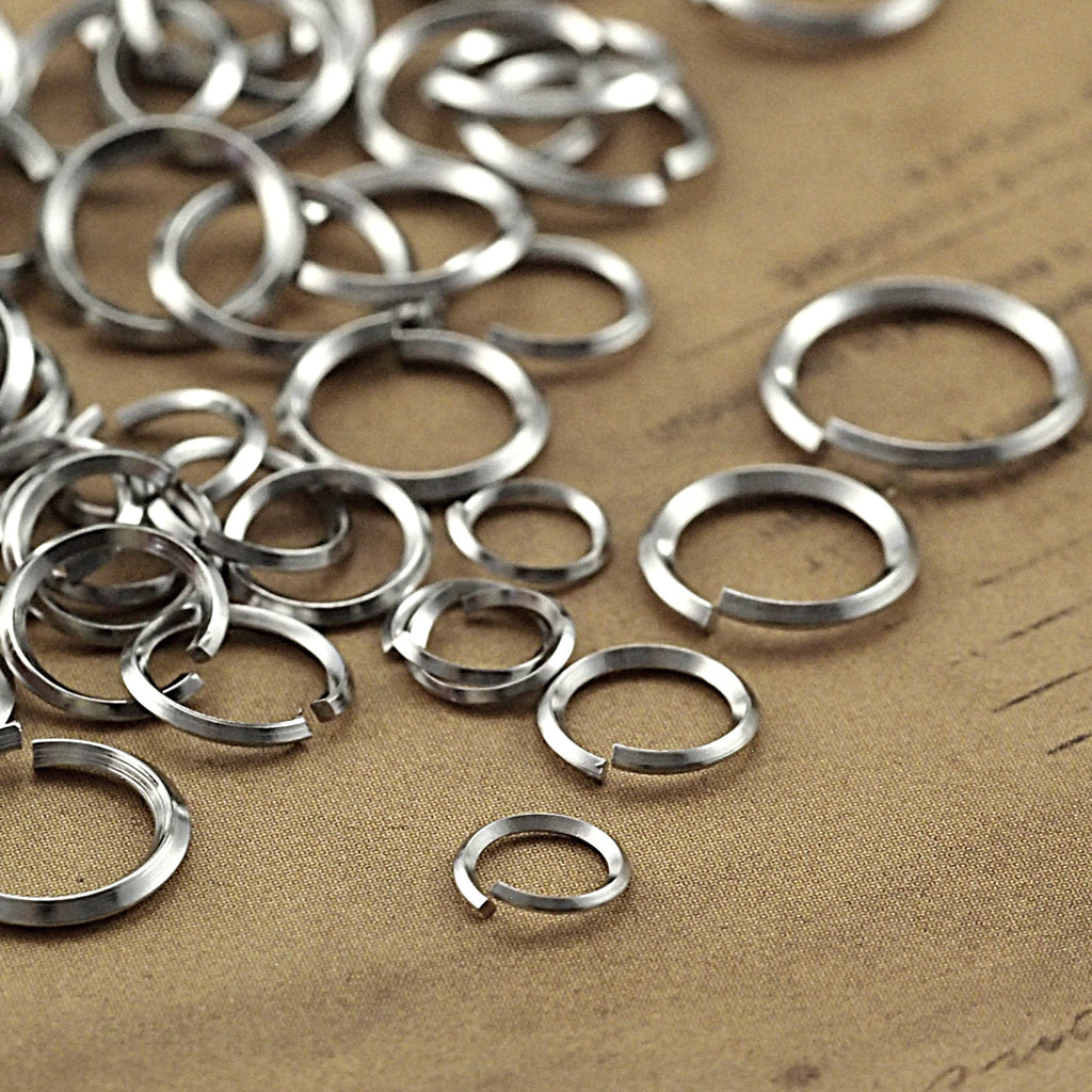 50 Square on Edge Stainless Steel Jump Rings - 4 Sizes - Best Commercially Made - 100% Guarantee - Economically Priced