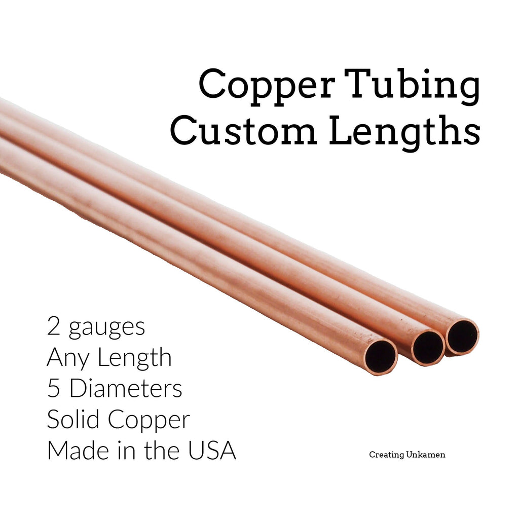 5 Segments of Copper Tubing - 24 or 26 gauge in Custom Lengths from 1 inch to 12 inches - 5 Diameters From 2.89mm OD to 6.25mm OD