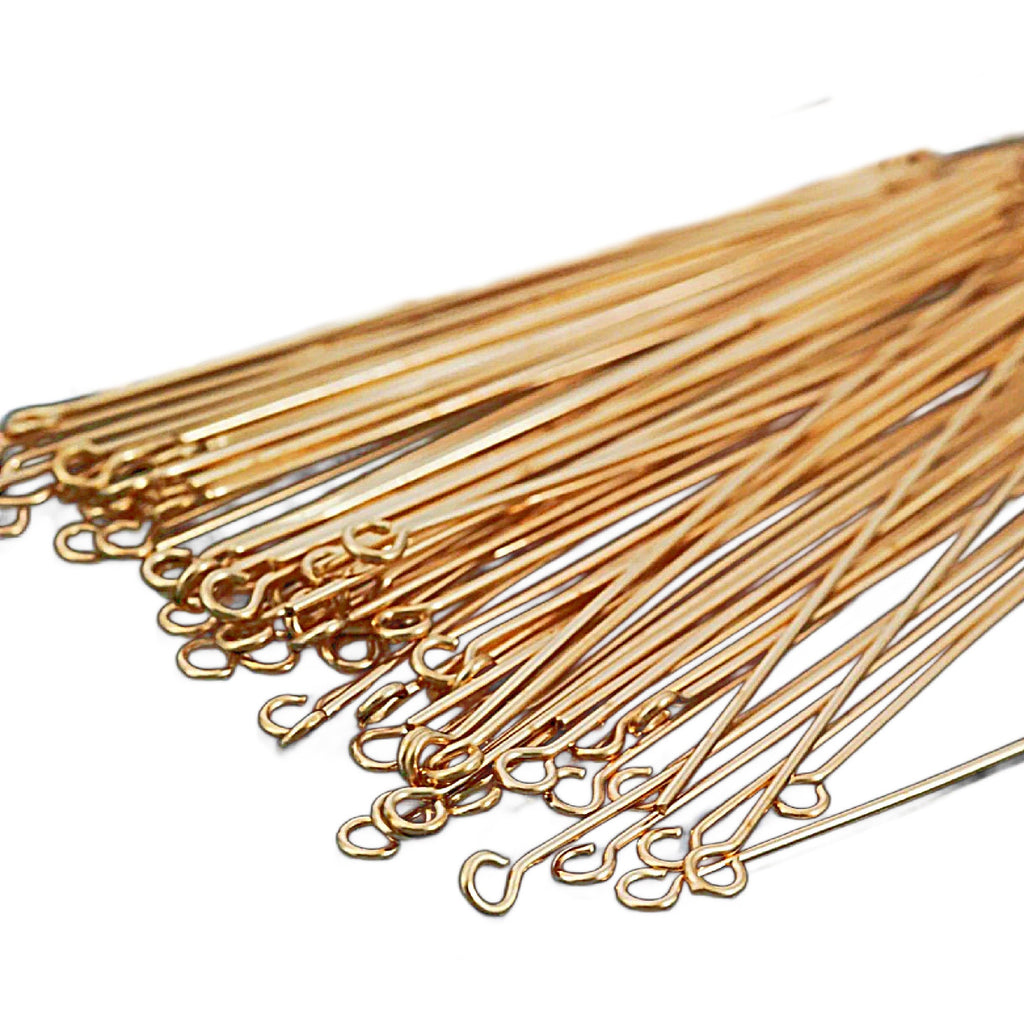 50 Eye Pins Solid Bronze Stunning 22 gauge - 2 inches 5 cm - Raw or Oxidized - Made in the USA