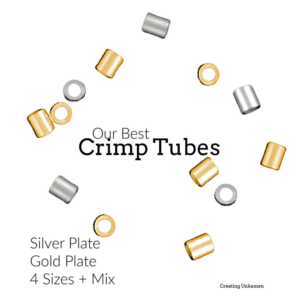 100 Crimp Tubes - Silver Plated or Gold Plated Brass in 4 Sizes - Best Commercially Made - 100% Guarantee