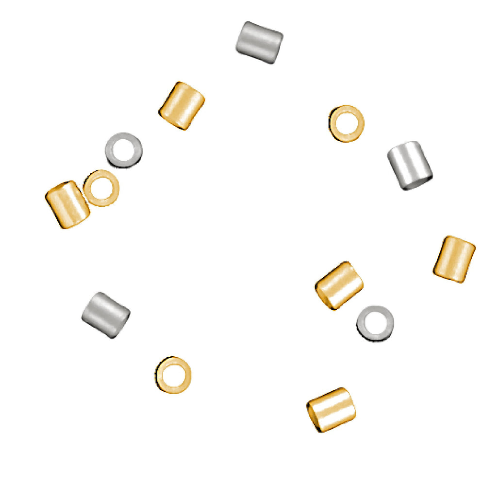 100 Crimp Tubes - Silver Plated or Gold Plated Brass in 4 Sizes - Best Commercially Made - 100% Guarantee