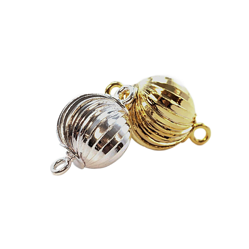 1 Magnetic Ornament Ball Clasp - 12mm X 6mm - Gold or SIlver Plate - 100% Guarantee
