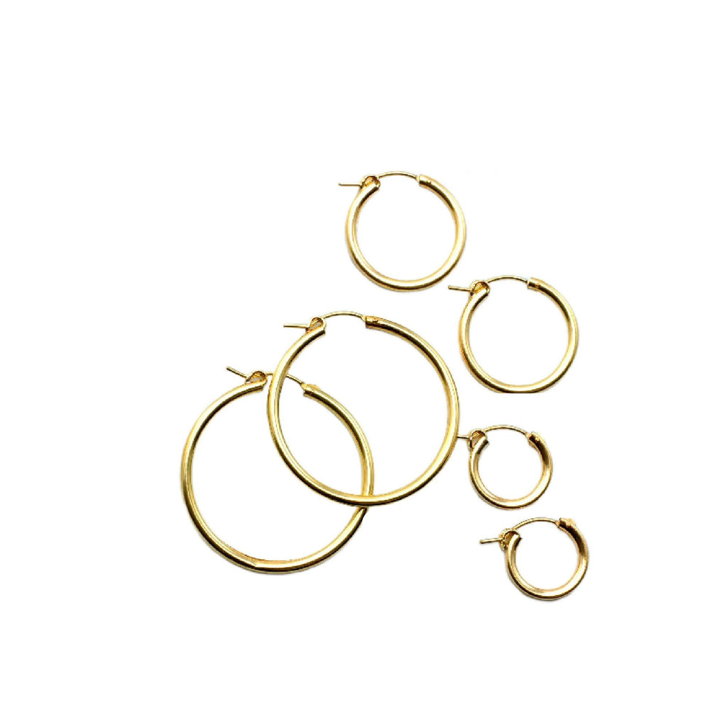 1 Pair Beading Hoop Earrings 14kt Gold Filled Hinged - 15mm, 22mm, 35mm Made in the USA