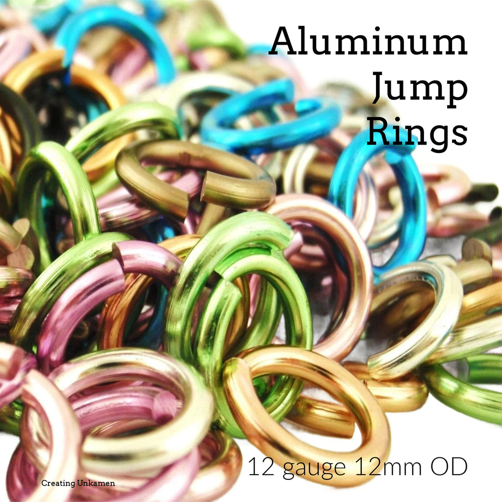 100 Aluminum Jump Rings 12 gauge 12mm OD Economical and Lightweight Links in Silver, Gold, Pink, Red, Green, Blue, Purple, Black, Copper
