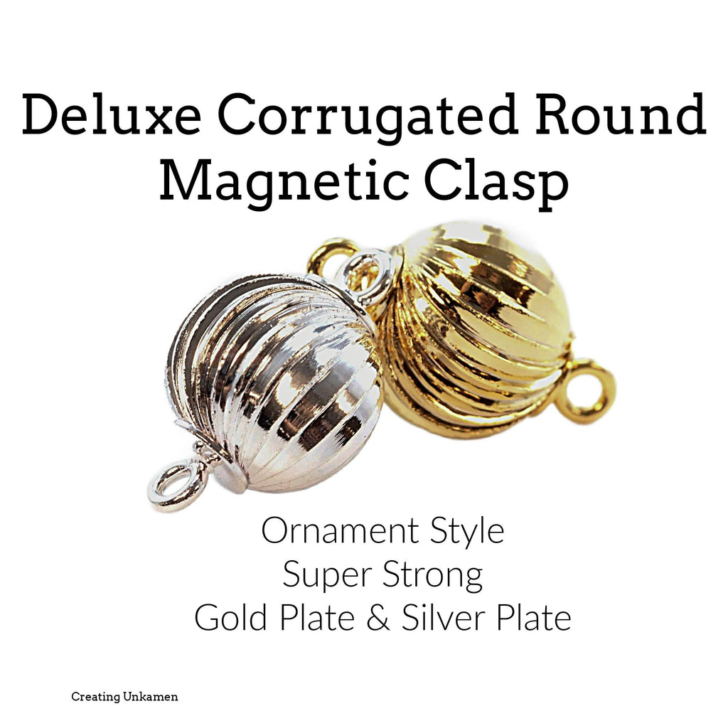 1 Magnetic Ornament Ball Clasp - 12mm X 6mm - Gold or SIlver Plate - 100% Guarantee
