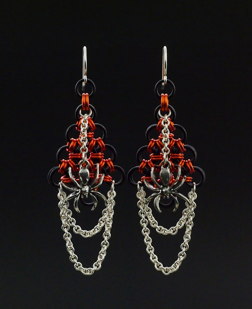 Halloween Spider Earrings Kit - Beginner Chainmaille and Jewelry Maker Dangles