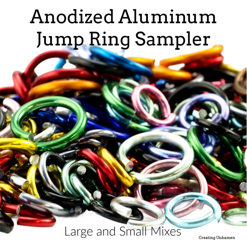 Anodized Aluminum Jump Ring Sample Pack ALL Gauges and Diameters - Color Mix - Top Shelf