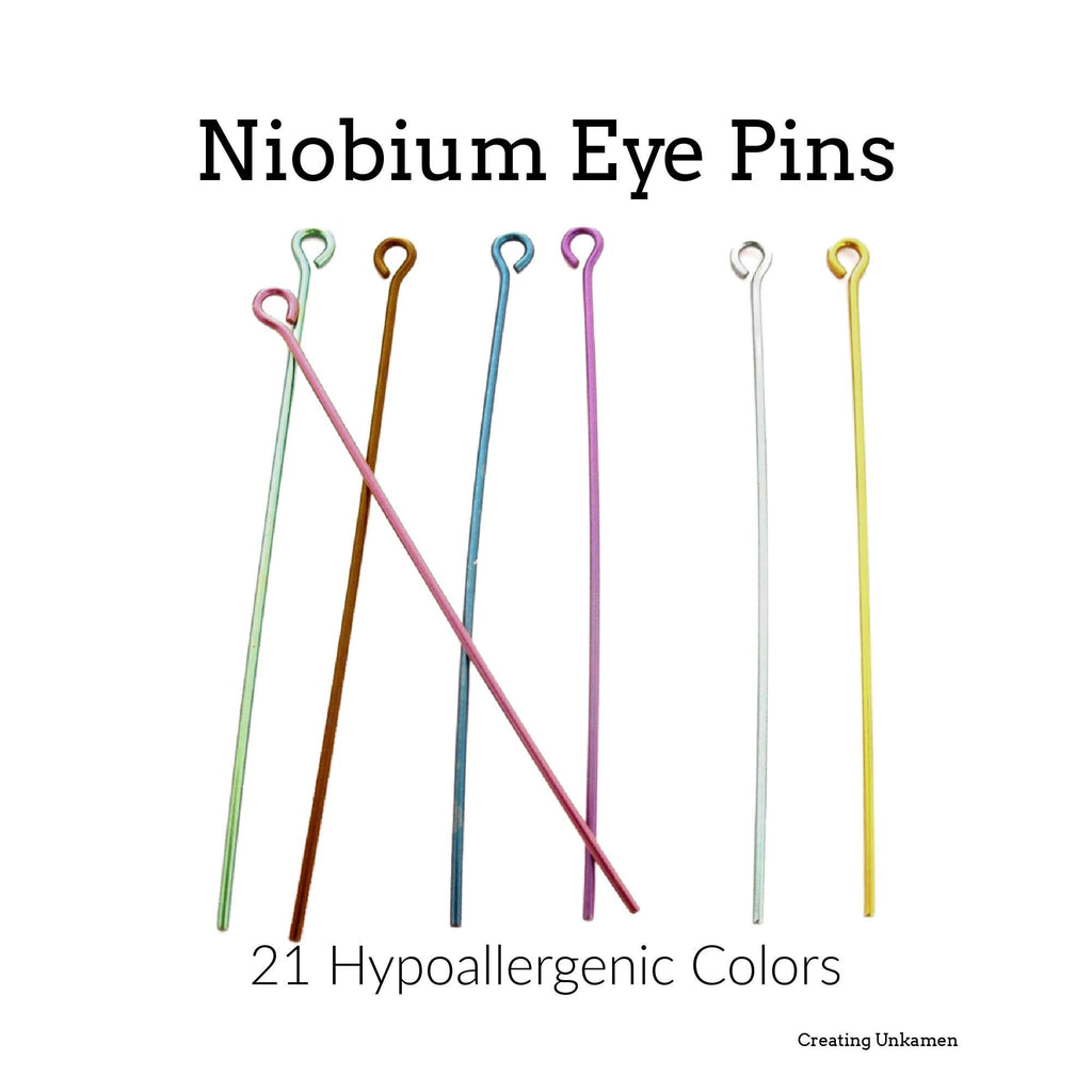 10 Niobium Eye Pins Anodized or Natural Silver 21 gauge 1 3/4 inch