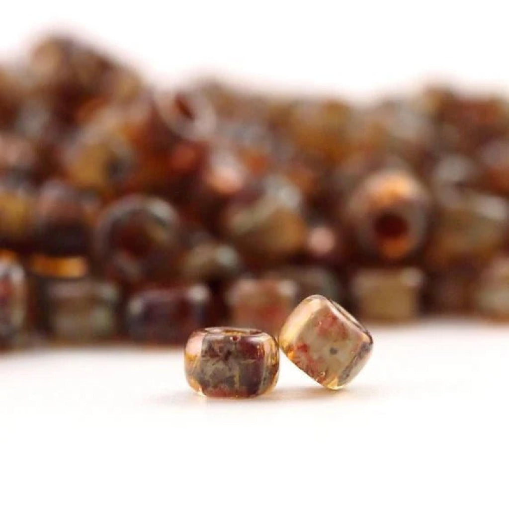 Miyuki 6-4505 Transparent Light Smoky Topaz Picasso 6/0 Glass Seed Beads - 100% Guarantee