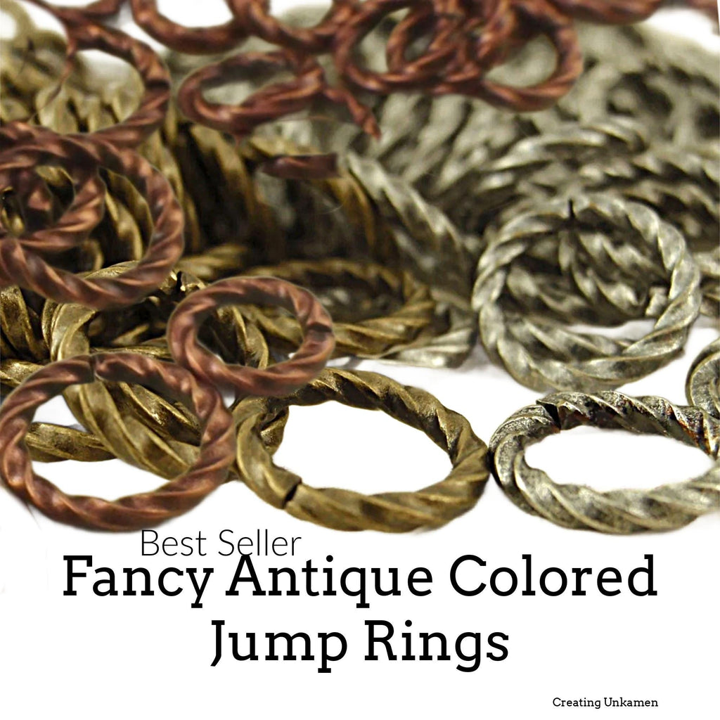100 Fancy Antique Silver, Antique Copper or Antique Gold Jump Rings - 16 gauge 6, 8, 10mm OD - Great Vintage Look - 100% Guarantee