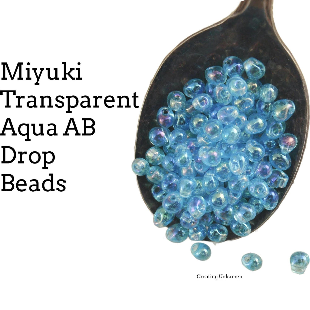 Transparent Aqua AB Miyuki Drop Beads - For Beading, Shaggy Bracelets, Earrings, Necklaces