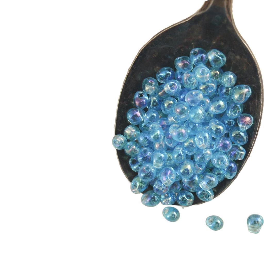 Transparent Aqua AB Miyuki Drop Beads - For Beading, Shaggy Bracelets, Earrings, Necklaces