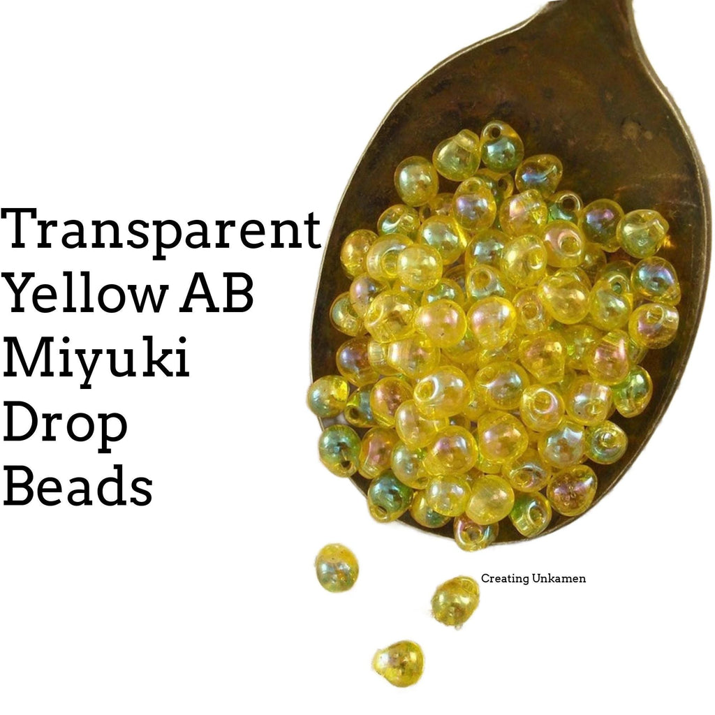 Transparent Yellow AB Fringe Glass Beads 3mm X 4mm Miyuki Drops
