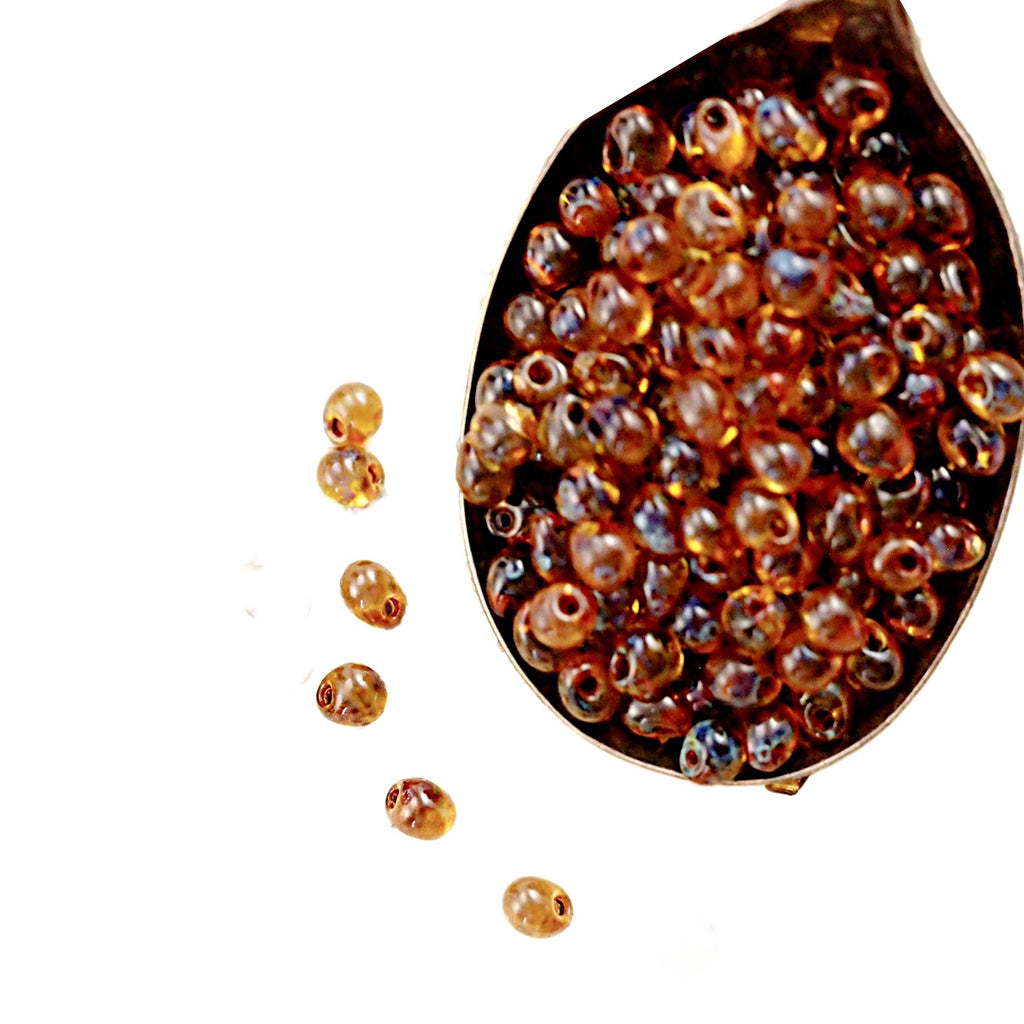 Transparent Light Topaz Picasso Miyuki Drop Beads - 100% Guarantee