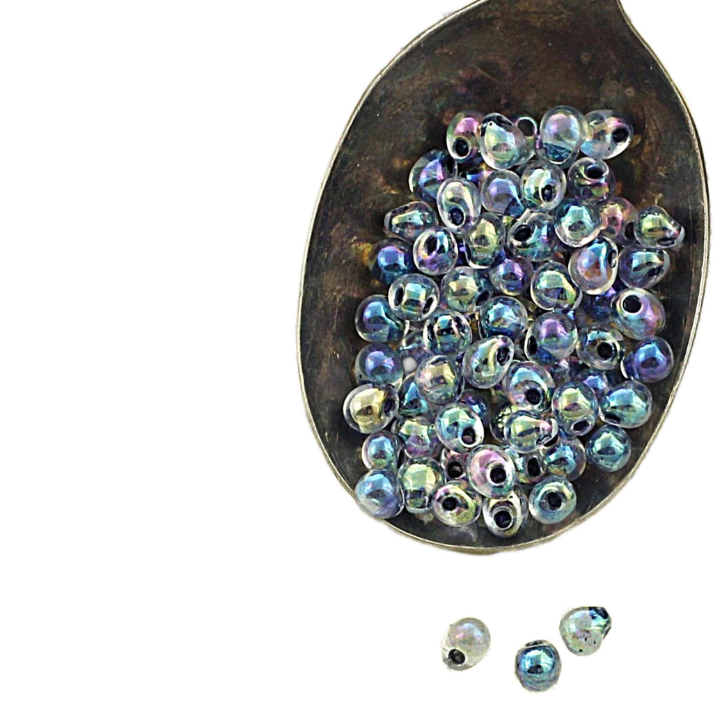 Noir Lined Crystal AB Fringe Glass Beads - 3.4mm Miyuki Tear Drops - 100% Guarantee