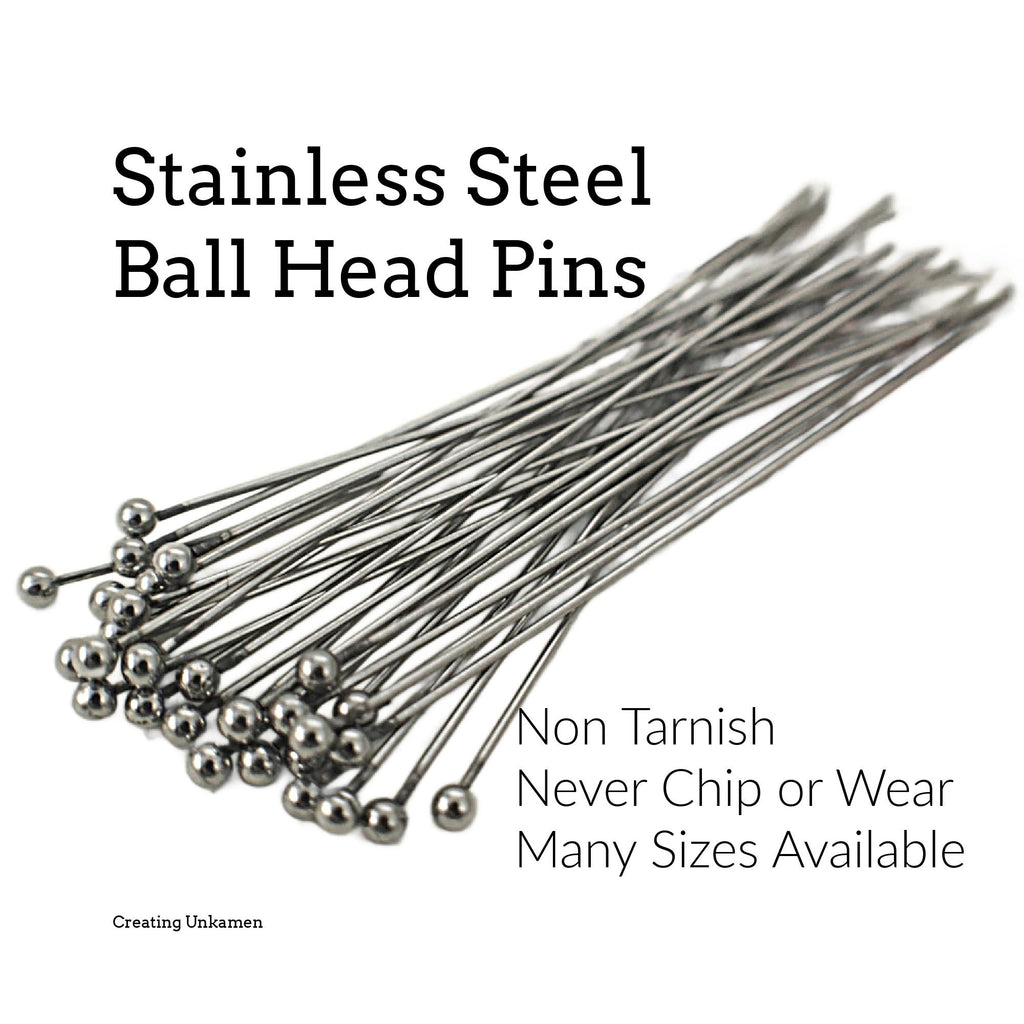 Head Pins 20 Stunning 2mm Ball Stainless Steel - 21, 22 or 24 gauge - 1, 2, 3 inch - 100% Guarantee