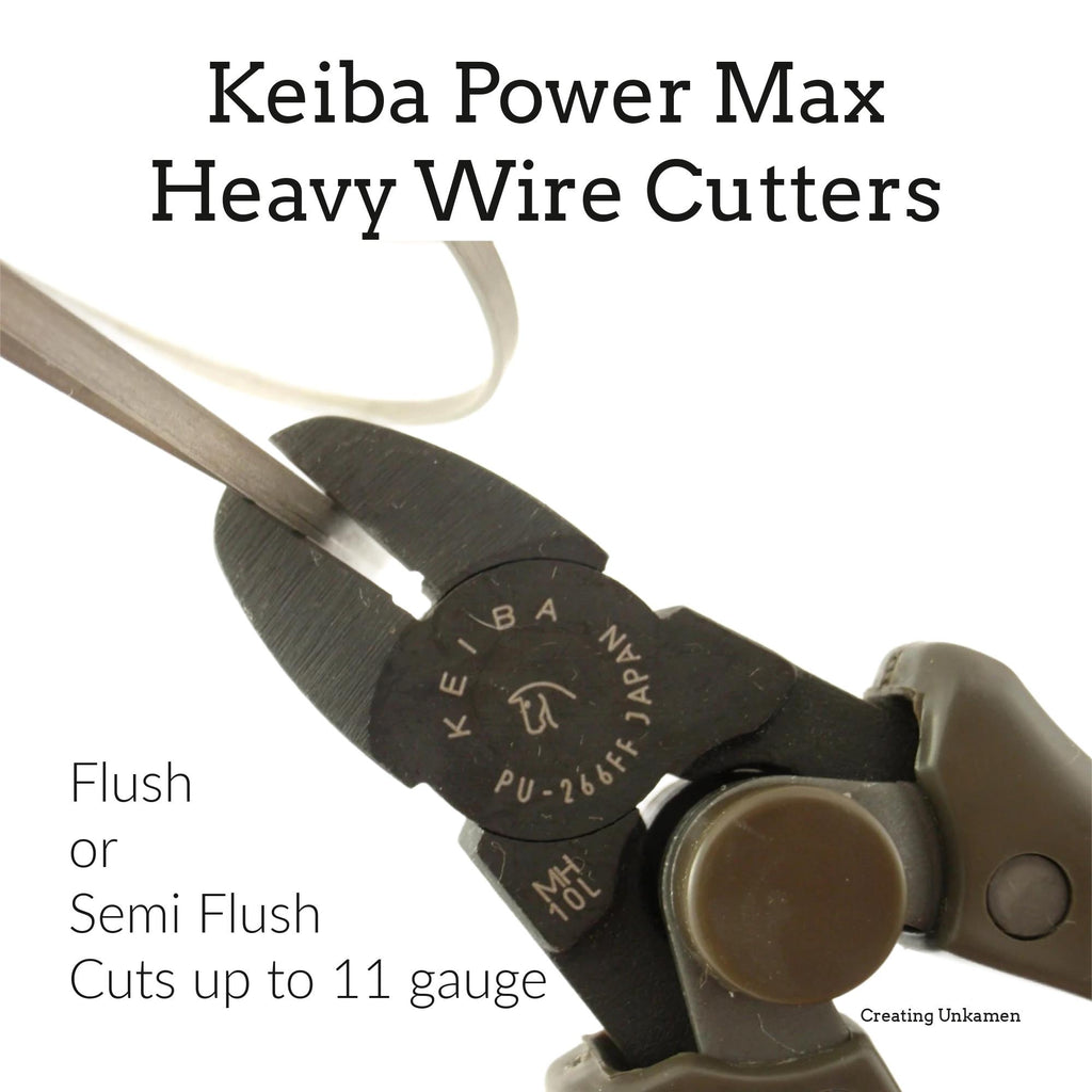 1 Keiba Power Max Heavy Wire Cutters - Perfect for Hard & Thick Wire up to 11 Gauge, Full or Semi Flush, Made in Japan, Wire Sample Included
