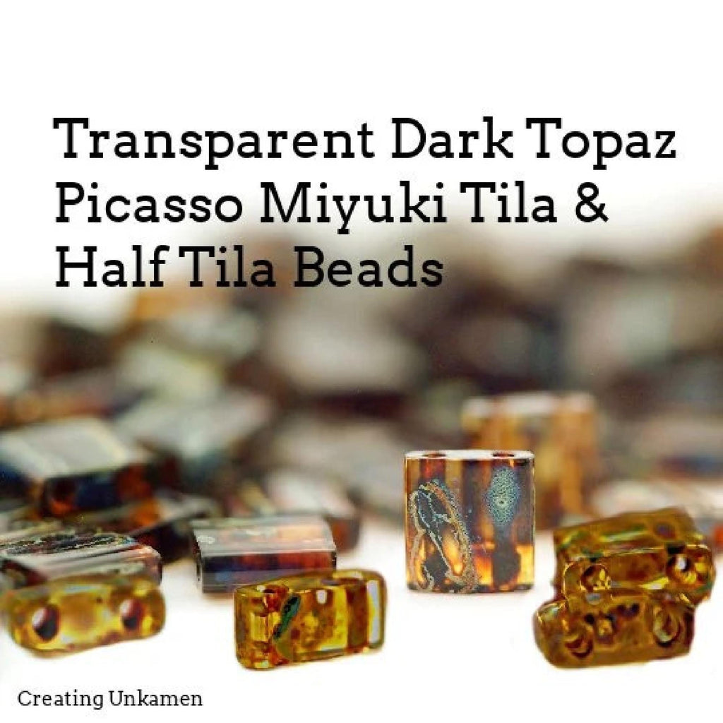 Miyuki 4502 Transparent Dark Topaz Picasso Tila & Half Tila Beads - 100% Guarantee